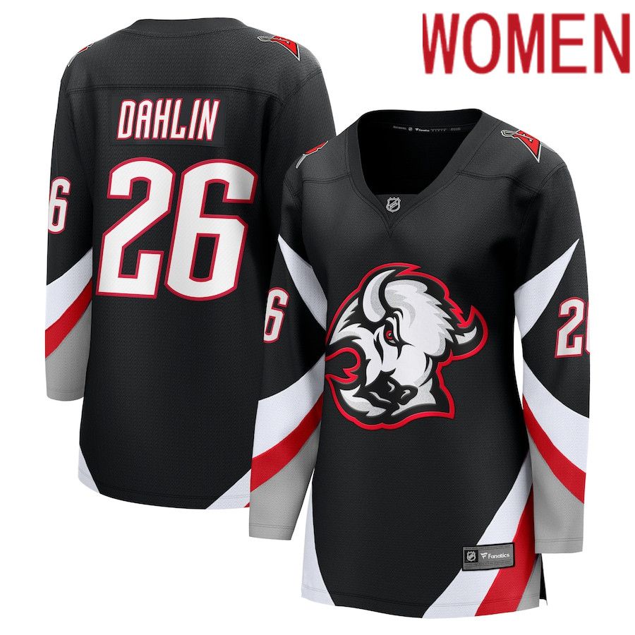Women Buffalo Sabres 26 Rasmus Dahlin Fanatics Branded Black Alternate Premier Breakaway Player 2022 NHL Jersey